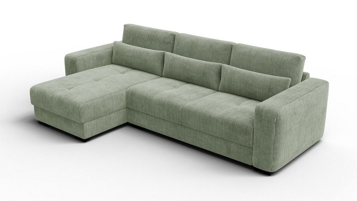 ECKSOFA OLI 4-Sitzer links, salbeigrün - Salbeigrün, Holz/Textil (295/172cm) - Courtois Laville