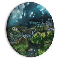 RUNDES BILD Grün 60/60 cm - Blau/Grün, Textil (60/60cm) - KUNSTLOFT