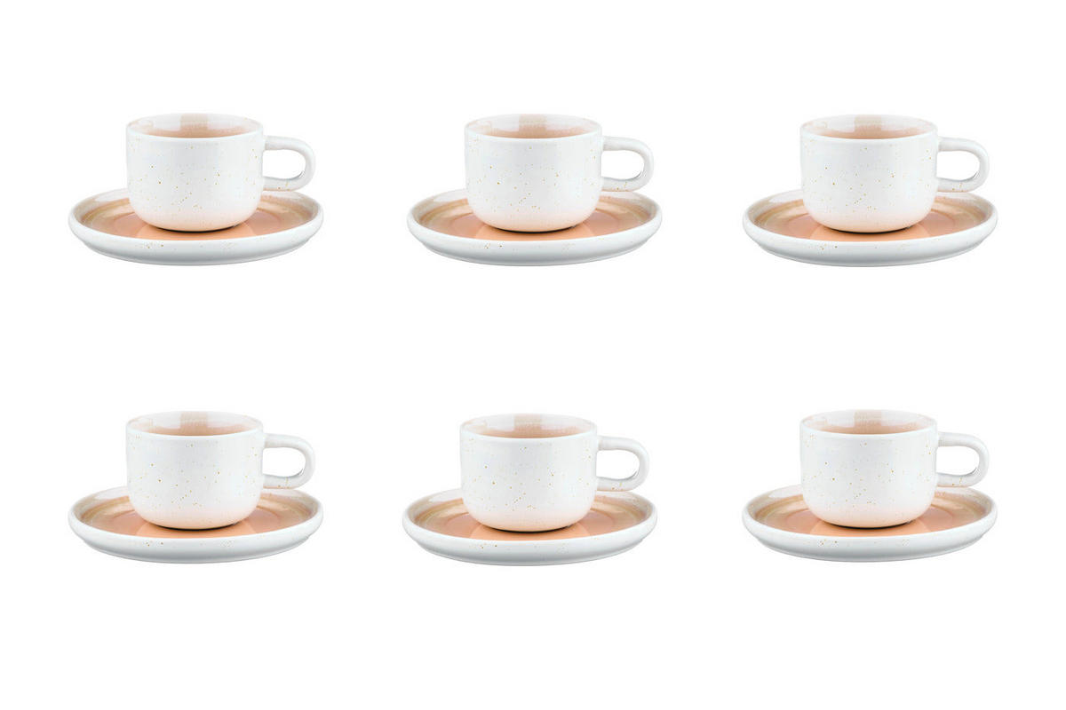 TASSEN 200ml und Untertasse Ø15cm Oxygen - 12 Teile -Puderrosa - Rosa, Keramik (15/7/15cm) - Björn