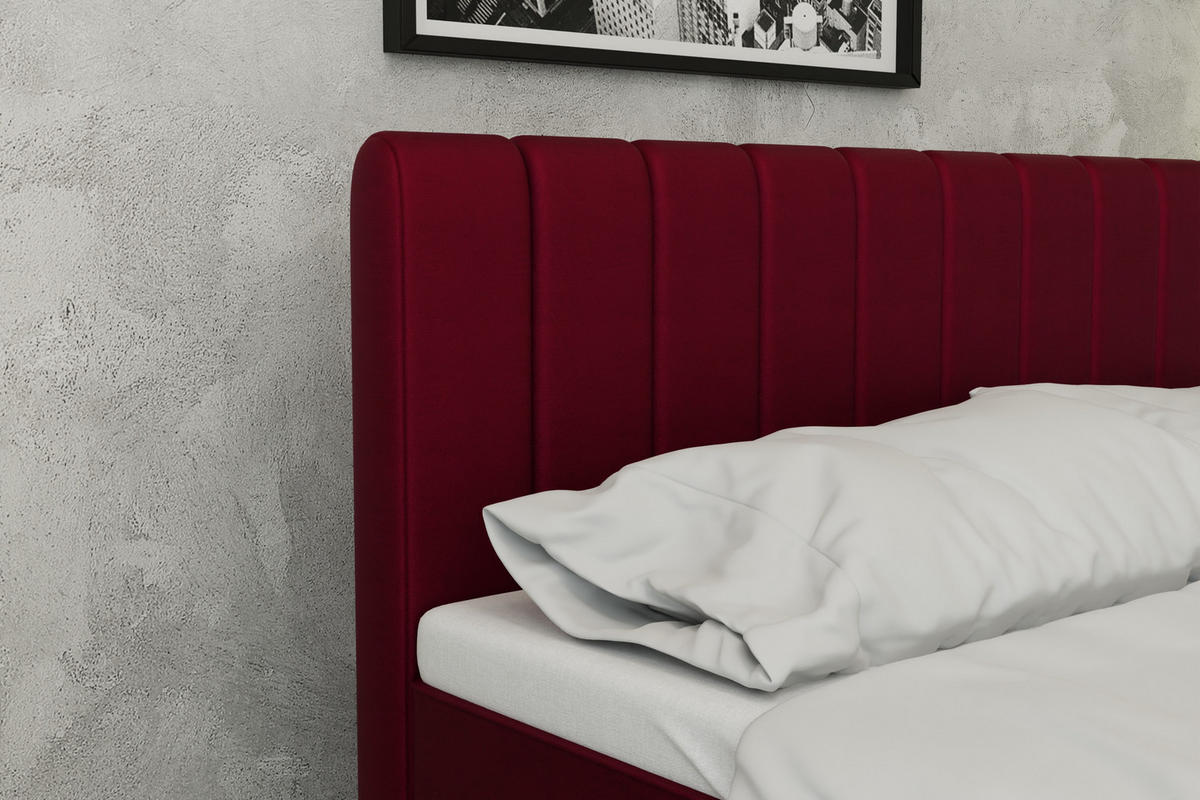 BOXBETT AVALON 160 x 200 cm mit Bettkasten und Topper - Rot - Rot, Holz - Panda Möbel