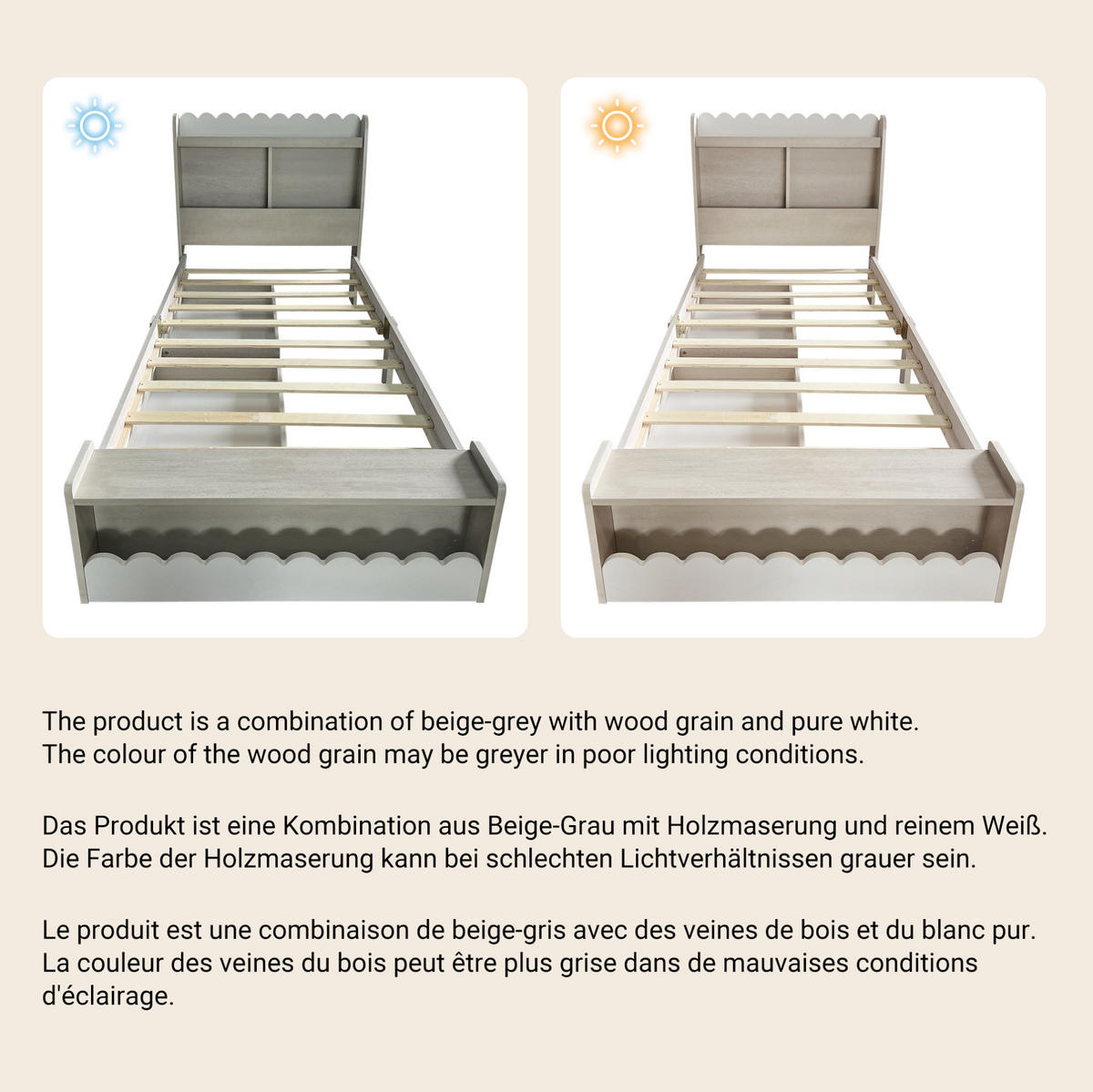 POLSTERBETT 90/200 cm Weiß und Eichefarben aus Massivholz und MDF mit Stauraum - Weiß, Holzwerkstoff (90/200cm) - OKMYHOME