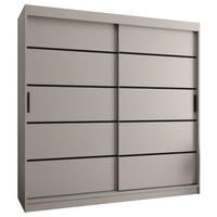 ŠATNÍ skříň s posuvnými dveřmi 200/200/62 2dveřová - černá/kašmírová, dřevo/plast (200/200/62cm)