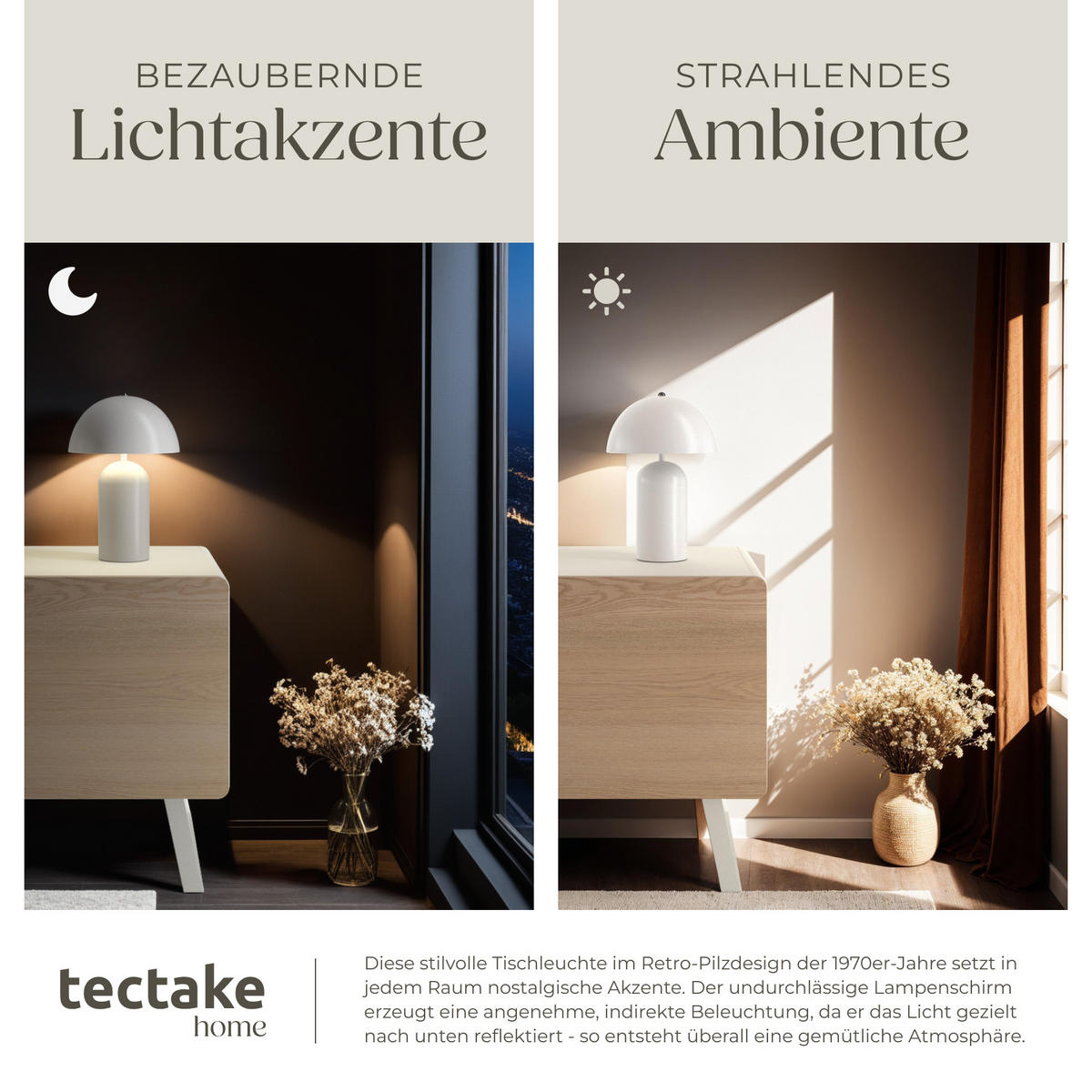 RETRO-TISCHLAMPE Altea,25 x 37 cm,weiß - Weiß, Metall (25/25/37cm) - tectake