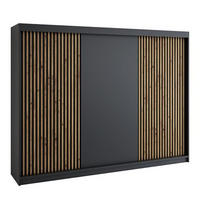 SCHWEBETÜRENSCHRANK 200 CM IOSA Farbe: Schwarz - Schwarz, Holzwerkstoff (200/215/59.5cm) - A&J MöbelLand