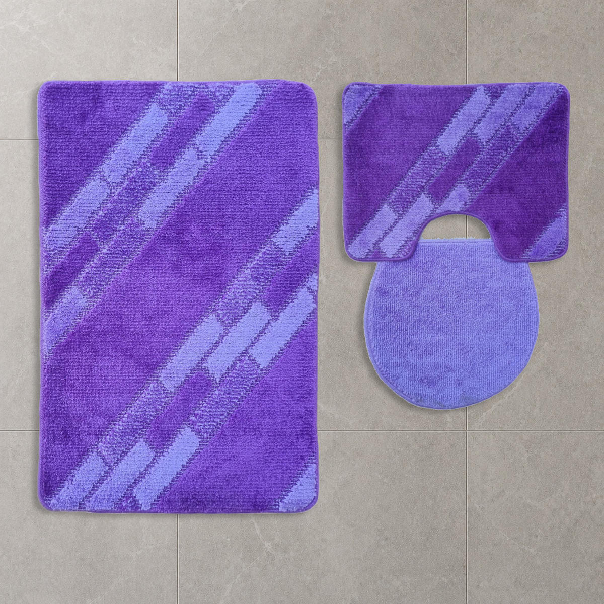 BADEMATTE Set 3 tlg LİLA - Lila, Textil (60/100cm) - ROLFNERS