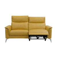 2-SITZER Sofa Borea Echtleder mit 1 x Relaxfunktion Senfgelb - Gelb, Leder/Metall (176/102/98cm)