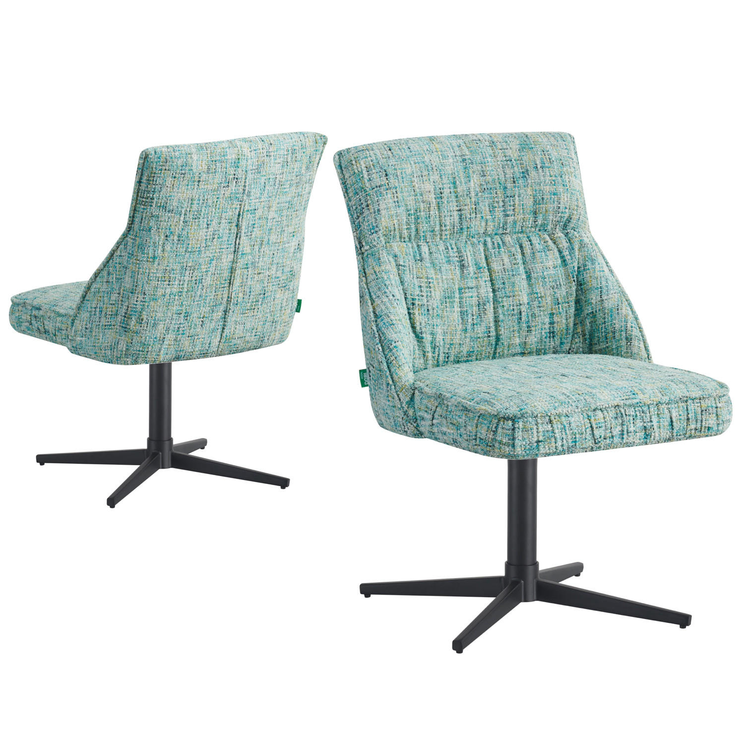 ESSZIMMERSTUHL LORENA 2er-Set - Türkis/Schwarz, Textil/Metall (49/83/62cm) - DUBI Möbel