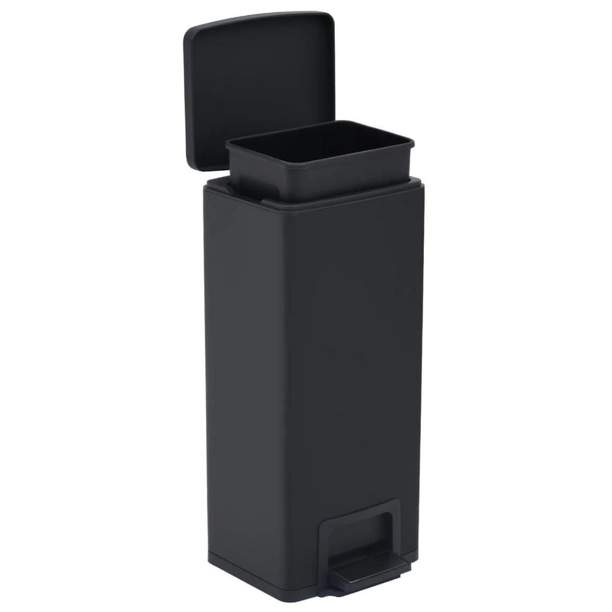 MÜLLEIMER mit Fußpedal 30L Stahl Schwarz - Schwarz, Metall (31/71/31cm) - DELUKE