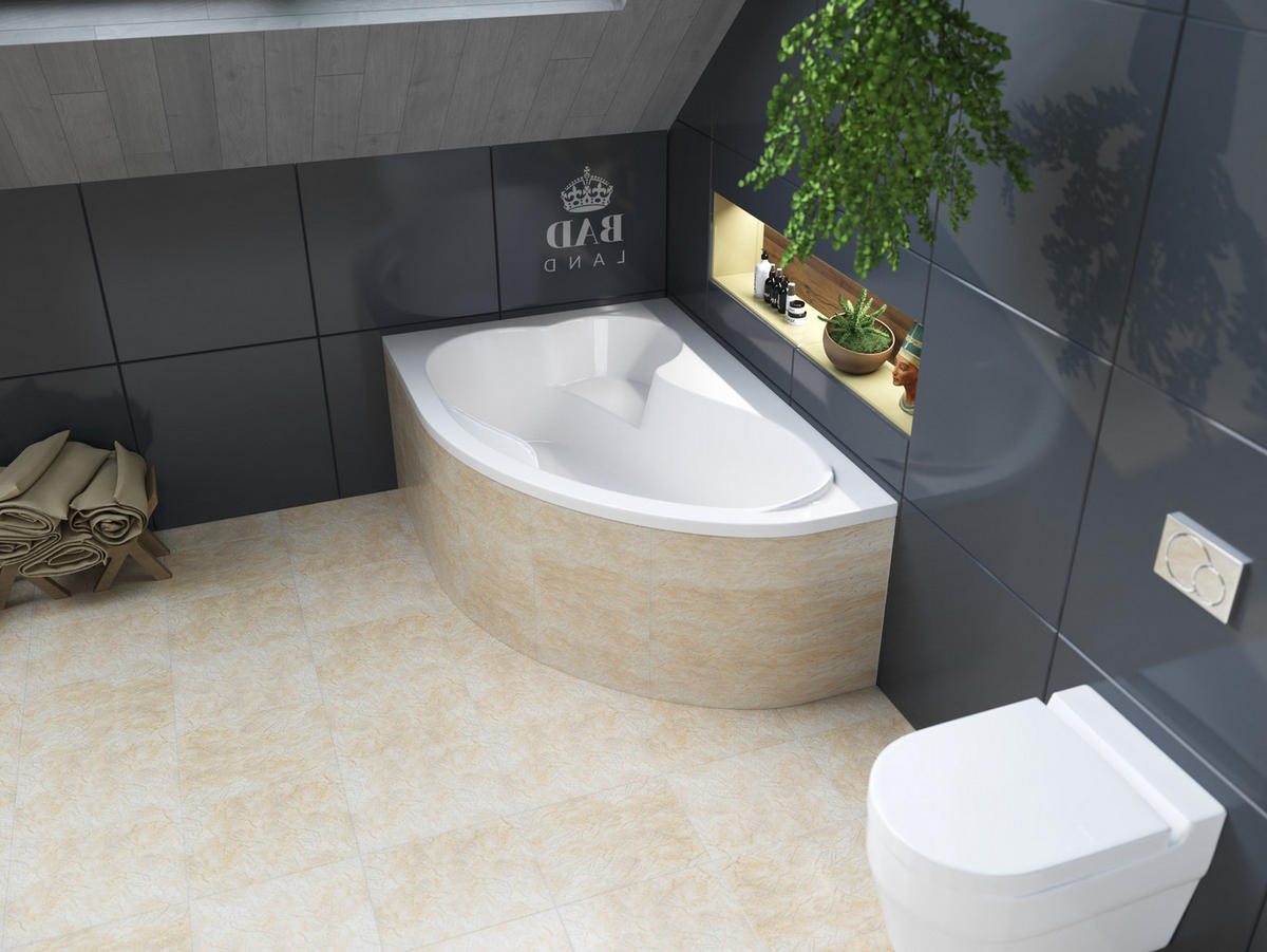 BADEWANNE Eckwanne MEGA 160/105 Links Ablauf & Füße - Weiß, Kunststoff (105/60/160cm) - bad land