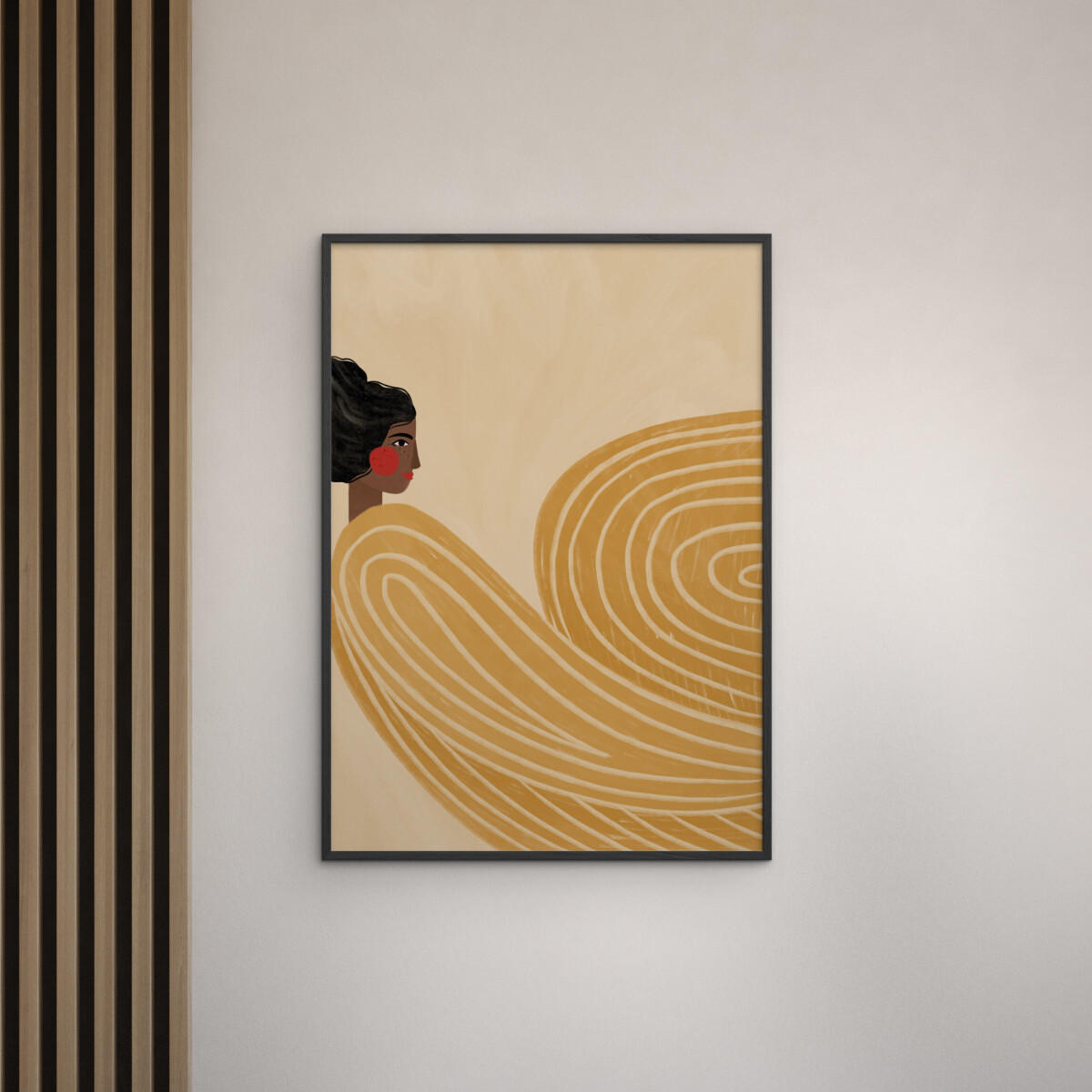 POSTER mit Rahmen Bea Muller - The Woman With the Yellow Stripes - Gelb/Schwarz, Holz/Papier (50/70cm) - Poster&Frame