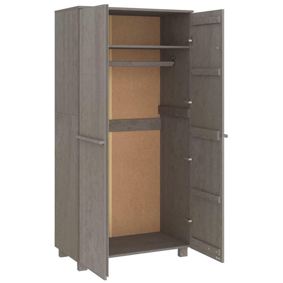 KLEIDERSCHRANK Hamar Hellgrau 89/50/180 Cm Massivholz Kiefer - Grau, Holz (50/180/89cm) - vidaXL