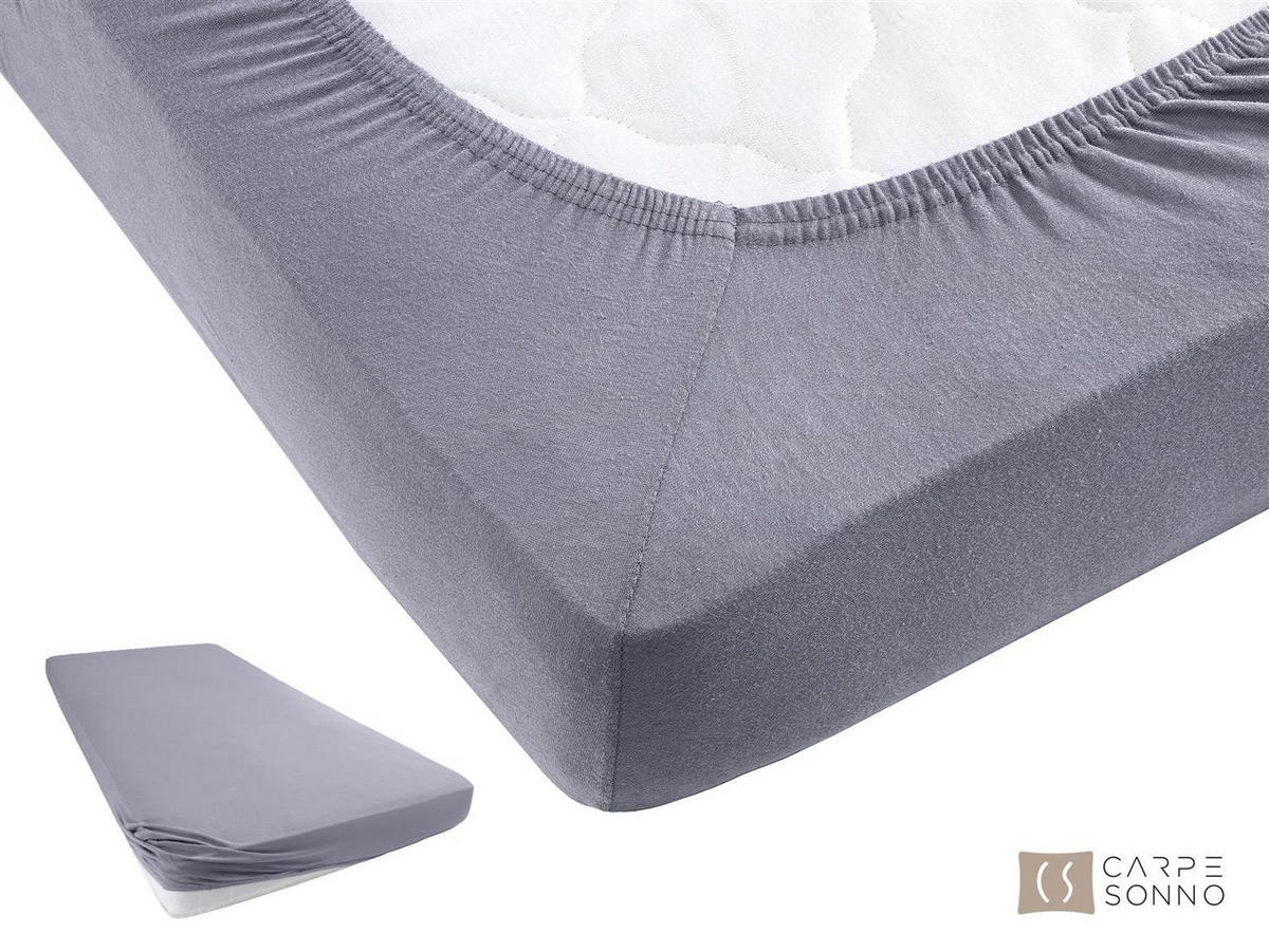 SPANNBETTLAKEN Heavy Jersey aus 100% Baumwolle, Bettlaken 100x200 Grau - Grau, Textil (100/200cm) - Carpe Sonno