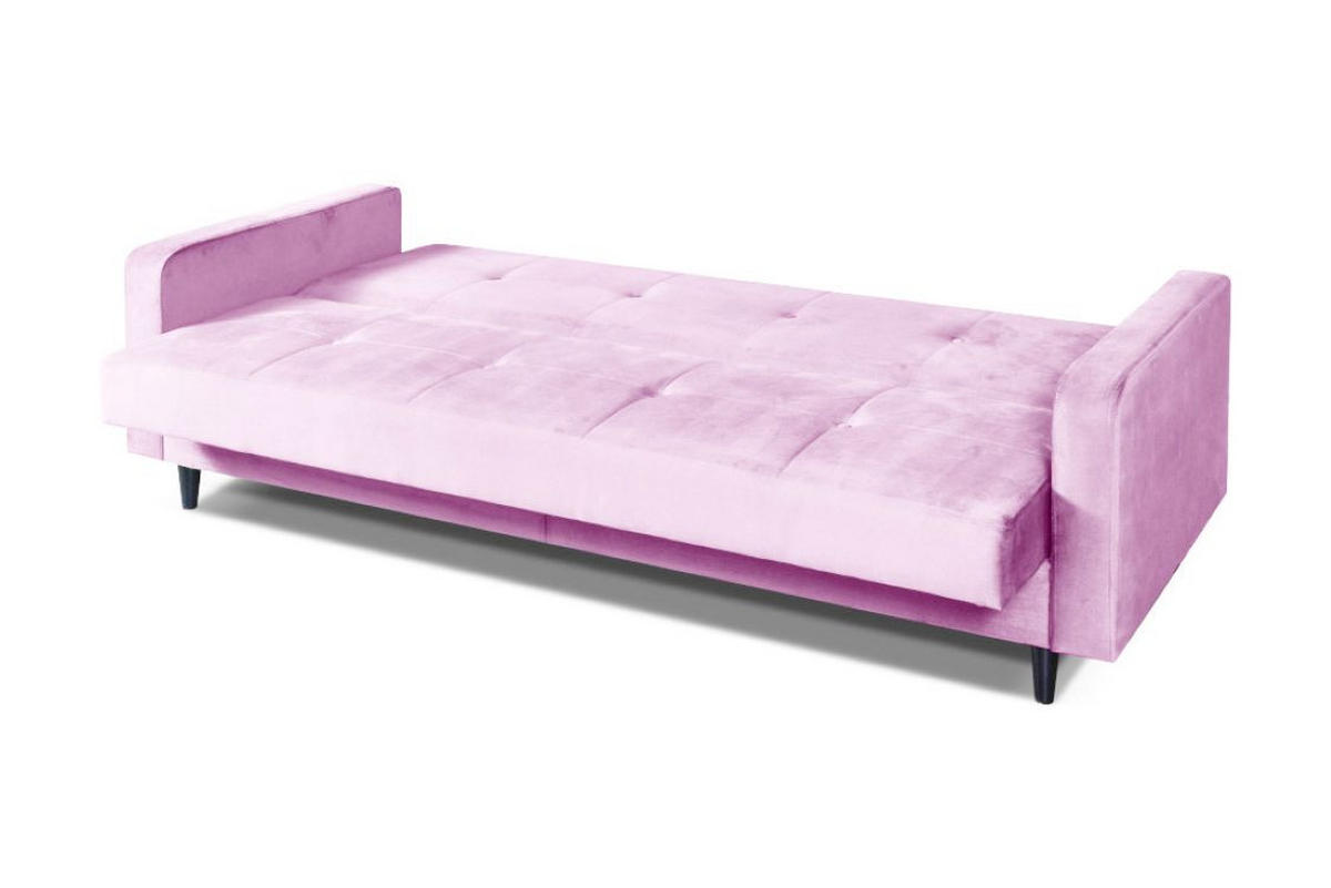 SOFA Luna 213cm im skandinavisches Stil, mit Schlaffunktion und Bettkasten, rosa - Rosa, Kunststoff (213/92/94cm) - Margaret Hadas24