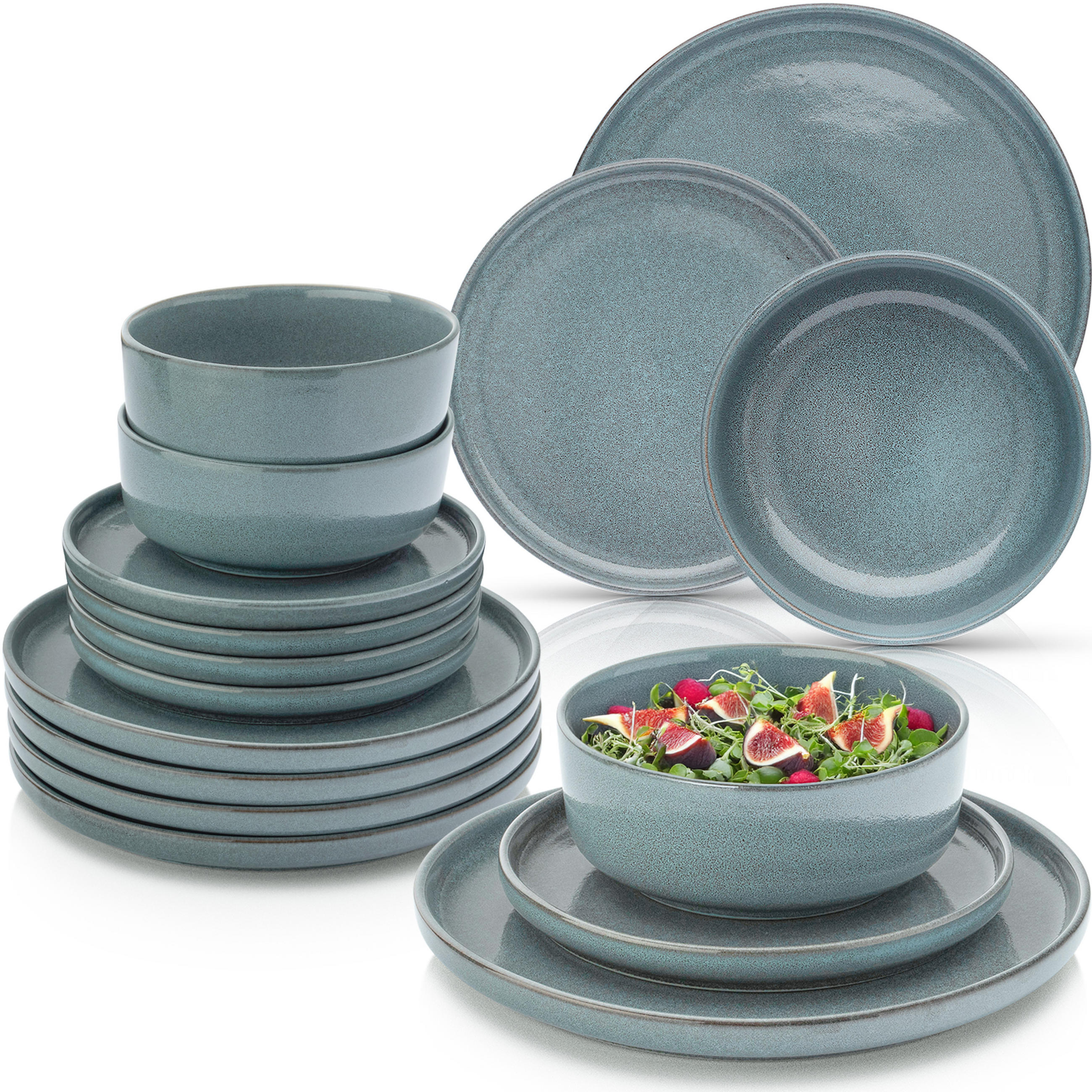 TAFELSERVICE KAIRO OCEAN - 18 teilig aus Steingut - Blau, Stein (27/6.7/27cm) - Sänger