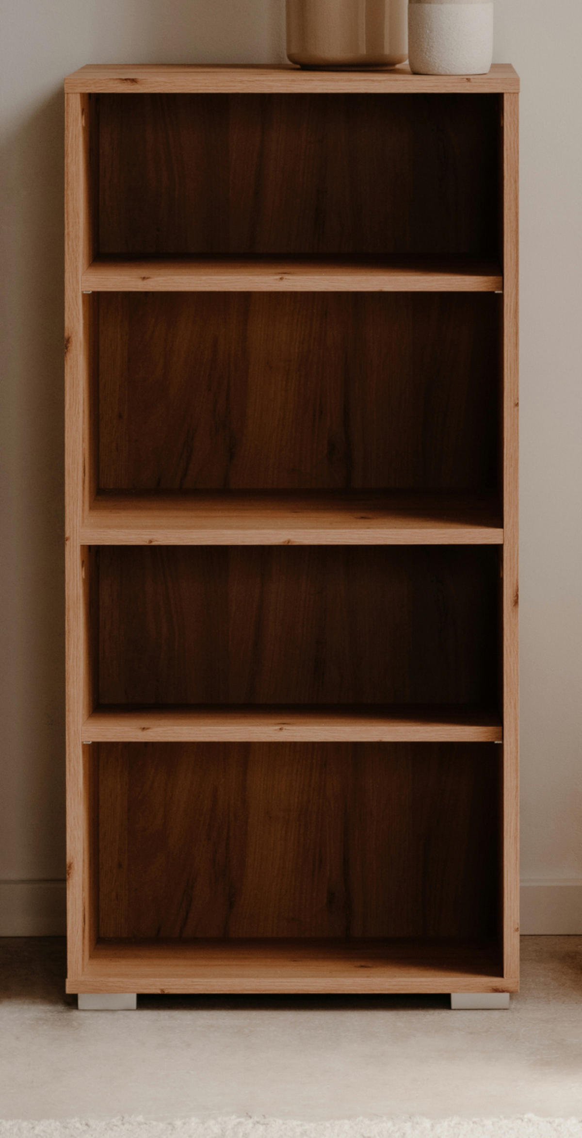 REGAL Eiche Artisan 46 x 97 cm, Standregal mit 4 variablen Fächern - Silberfarben/Eiche Artisan, Holzwerkstoff/Kunststoff (46/96.5/33.5cm) - Furn.Design