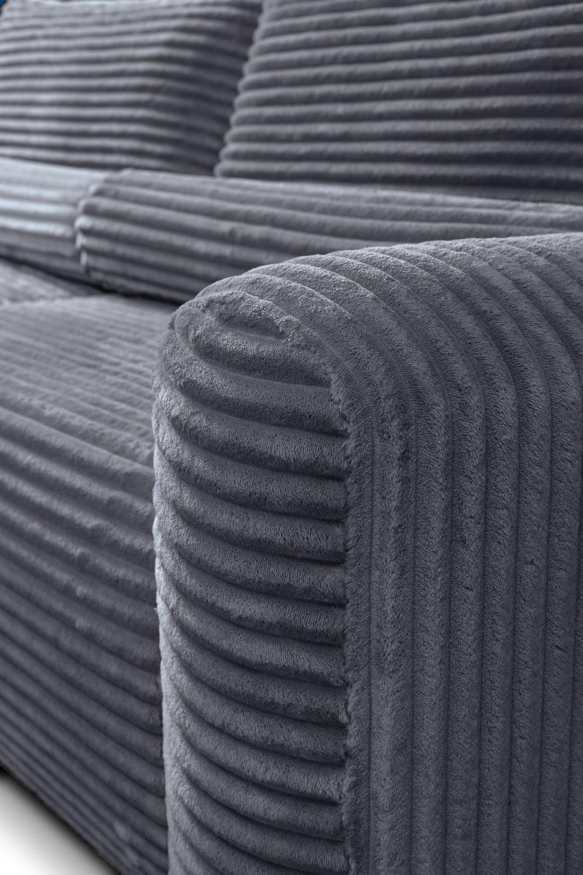 ECKSOFA Leo grau beidseitig montierbar - Schwarz/Grau, Kunststoff/Textil (255/85cm) - Selsey