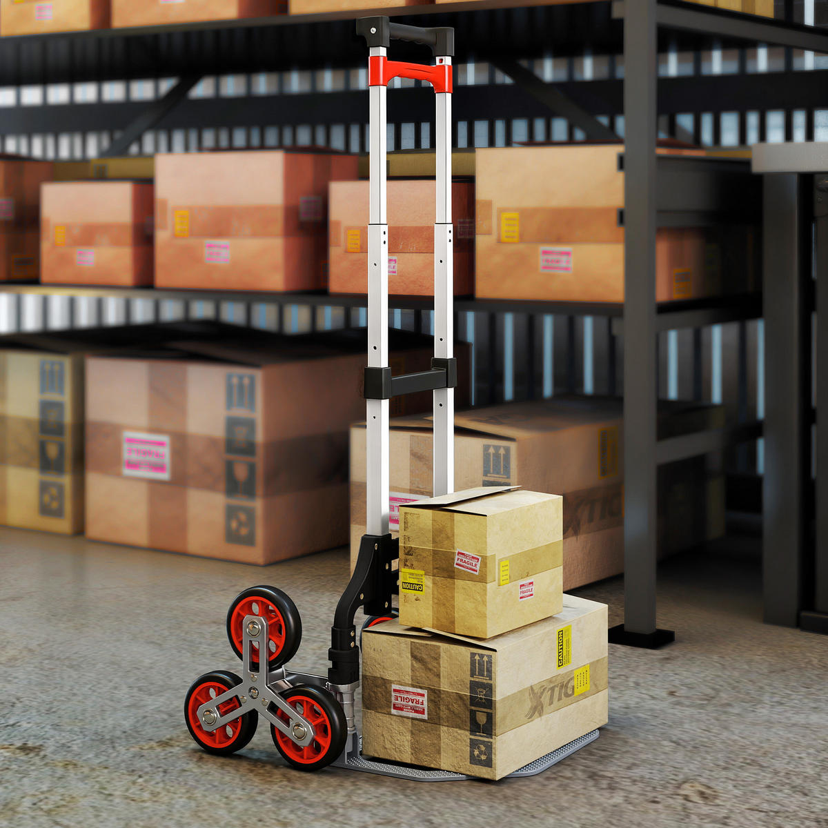 SACKKARRE mit 6 Rädern inkl. Teleskopgriff max. 70 kg - Multicolor, Metall (44/100/46cm) - HOMCOM