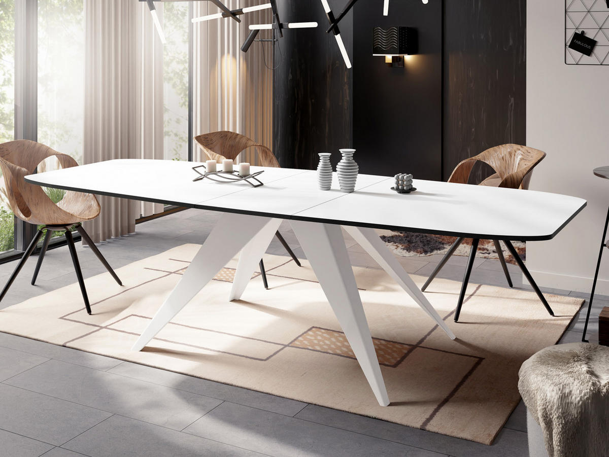 ESSTISCH Fatina rechteckig ausziehbar, Weiß 180-218/90/76 cm - Weiß, Holzwerkstoff/Metall (180/90/76cm) - WFL GROUP