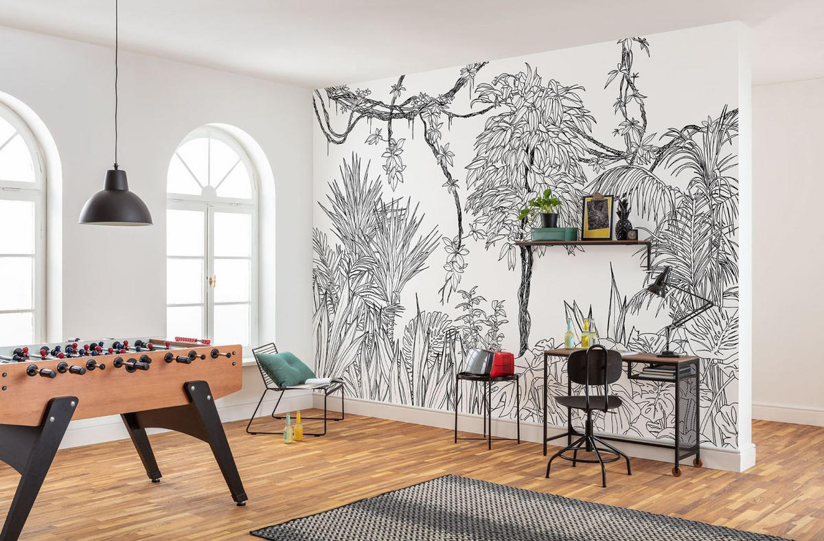 FOTOTAPETE Dschungelmuster 400 x 280 cm - Schwarz, Papier (400/280cm) - Sanders & Sanders