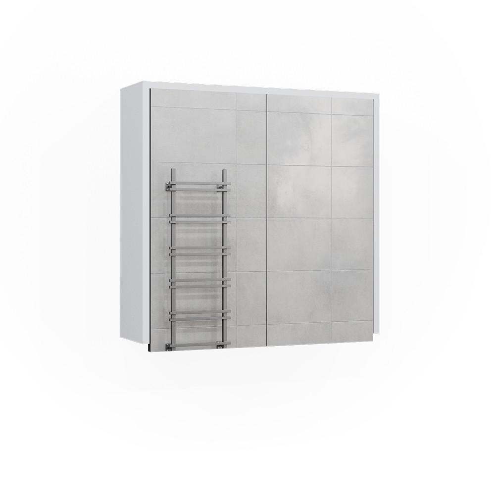 BADRUMSSPEGELSKÅP Maltin Vit/antracit 60x58 cm med två spegeldörrar Vit, Antracit 58/60/17 cm