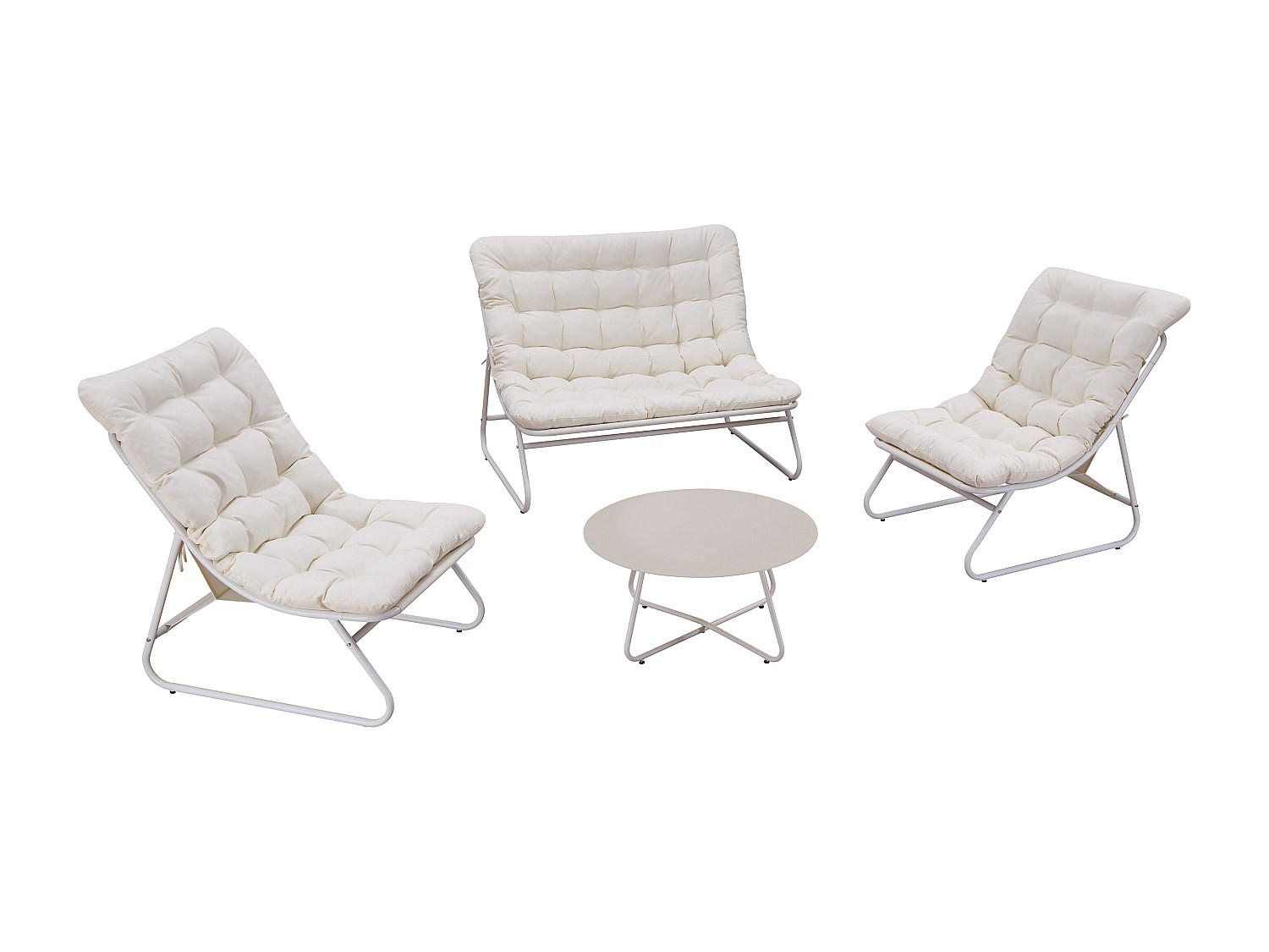 GARTENSITZGRUPPE im Set - 4 Personen - Metall - Beige - - Beige, Metall - Vente-Unique