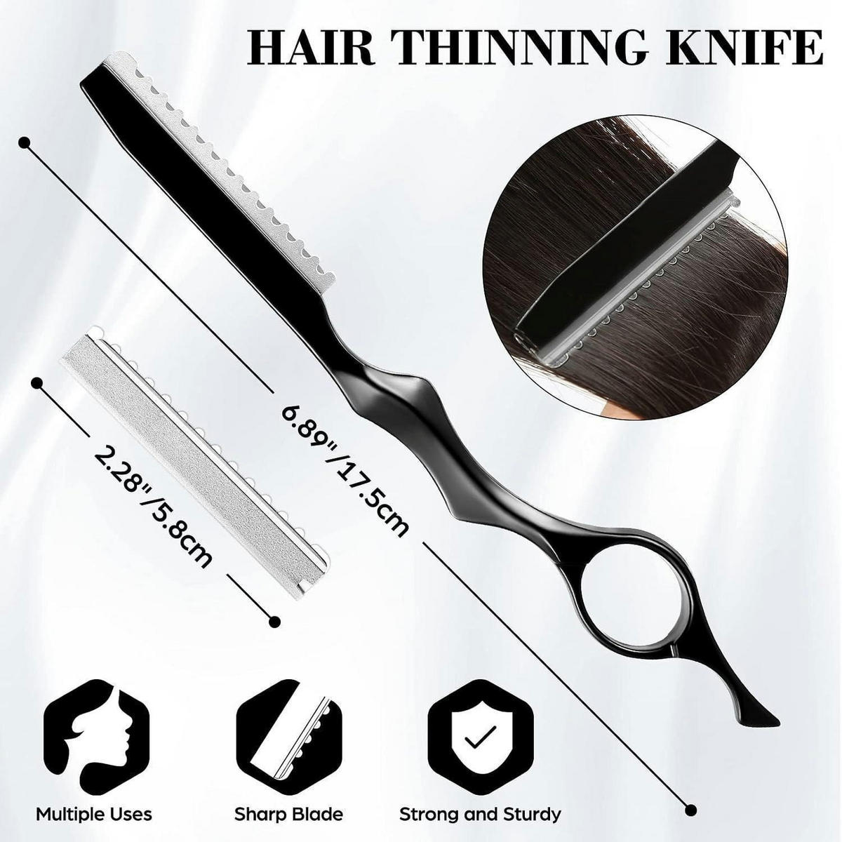 FRISEURSCHEREN Set 8-teilig Schwarz - Schwarz, Metall (8/1.5/17.5cm)