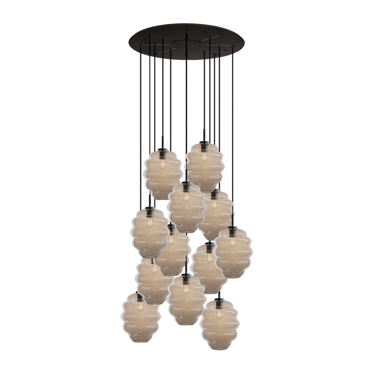 GALERIELEUCHTE Echos 12-flammig Klar Ø 25cm - Klar/Schwarz, Glas (25/25/28cm) - s.luce