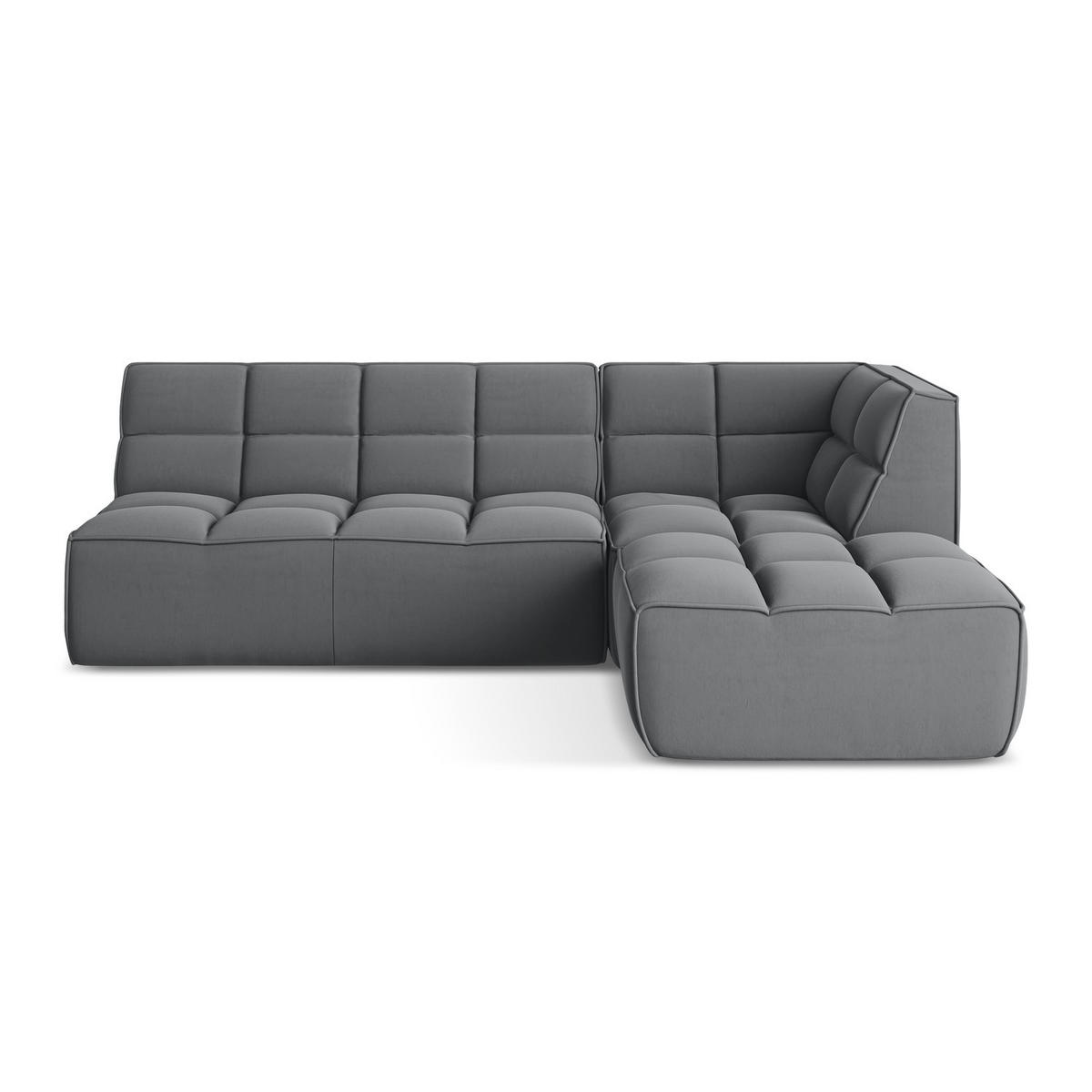 ECKSOFA Beidseitig Samt Stoff Grau - Dunkelgrau/Schwarz, Kunststoff/Textil (258/178cm) - LaMiaSofa