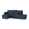 ECKSOFA LUMARI L-S Blau Plüsch-Stoff mit Schlaffunktion - Blau, Holz (262/143cm) - MASSENO