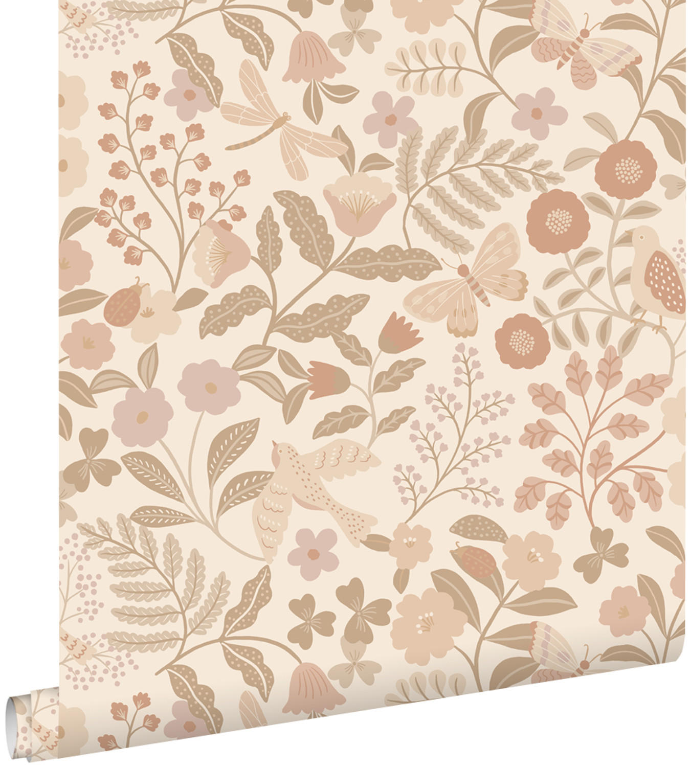 TAPETE Blumen und Vögel 53 cm x 10.05 m - Beige, Papier (53/0.1cm) - ESTAhome