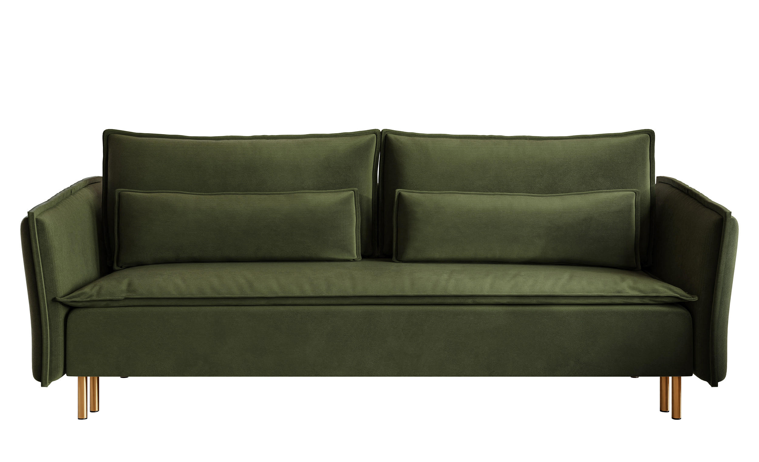 SCHLAFSOFA Ummo Olivgrün Velours - Goldfarben/Olivgrün, Textil/Metall (230/88/90cm) - Selsey