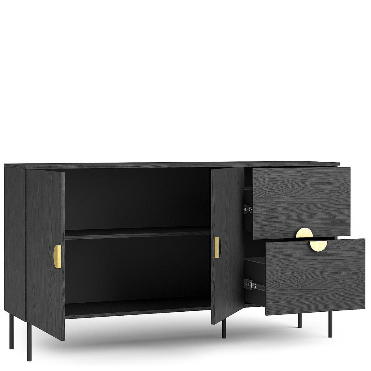 KOMMODE VIDIS Kombikommode - Schwarz, Holzwerkstoff (160/88/40cm) - KONSIMO®