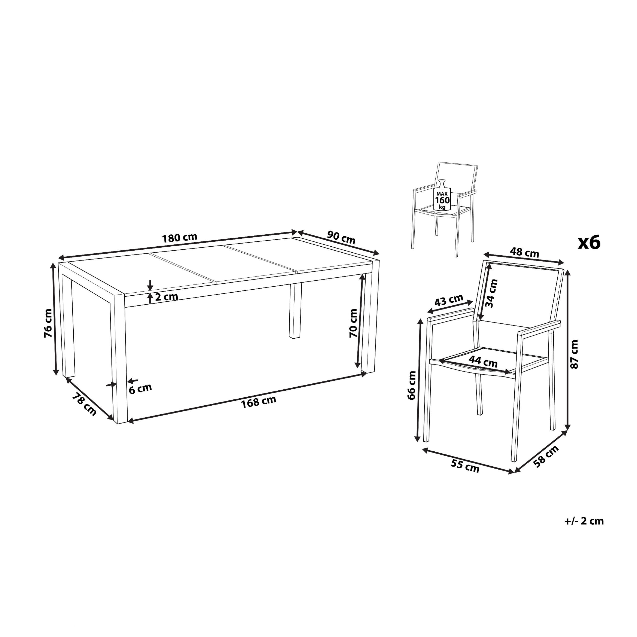 Thumbnail - Beliani Gartenmöbel, Weiß, Beige, Silber, Glas, 6-Sitzer, Loungemöbel, Gartenlounge-Sets
