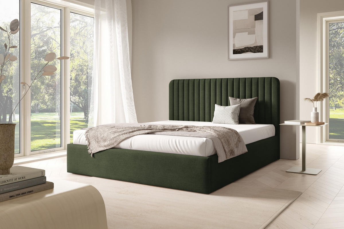 POLSTERBETT BEZA II - Dunkelgrün - Dunkelgrün, Textil (180/200cm) - AN-Moebel 4u