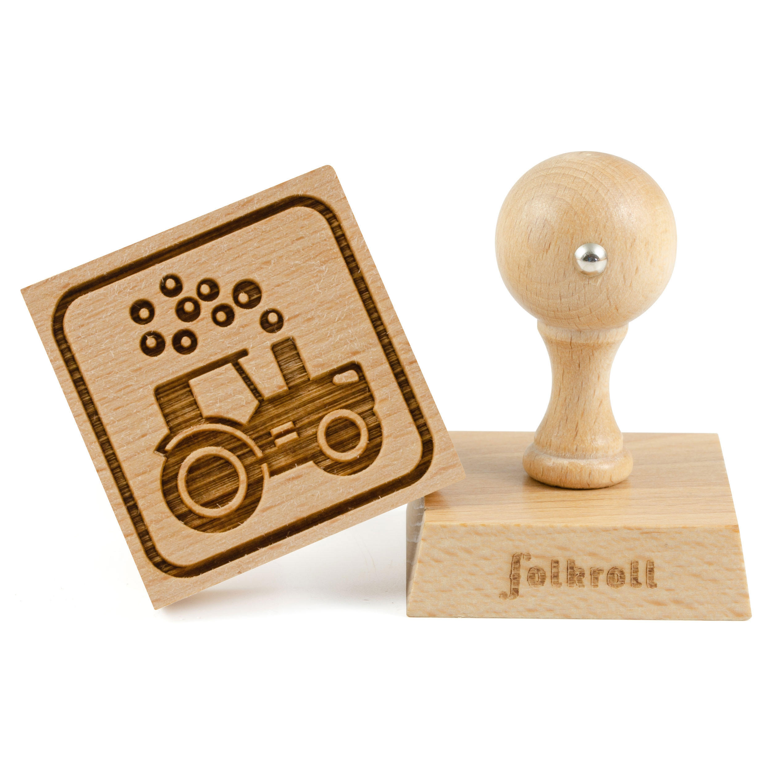 KEKSSTEMPEL Traktor, 55x55 mm, Buchenholz - Braun, Holz (5.5/7/5.5cm) - Folkroll