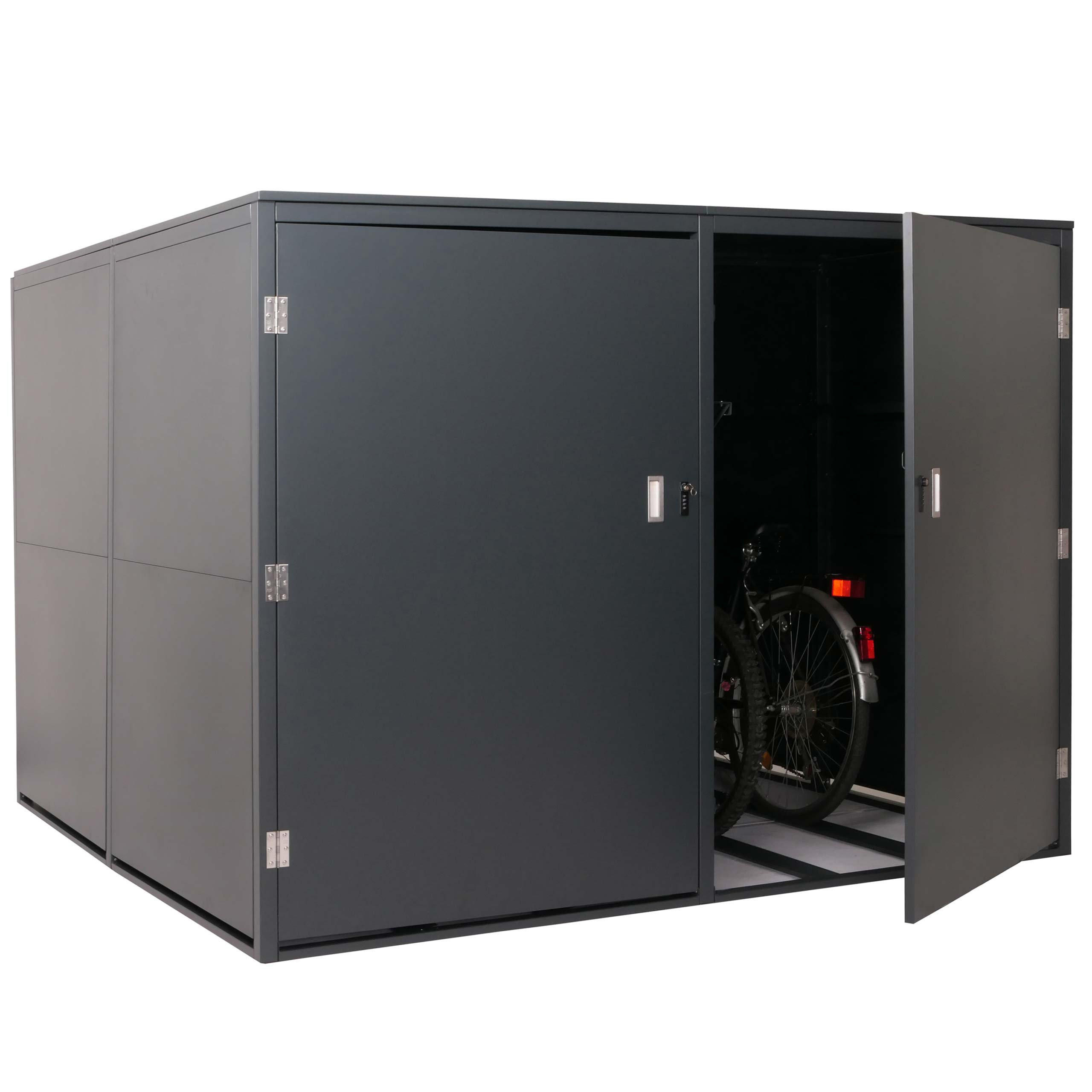 FAHRRADGARAGE 4er 160x222x208cm abschließbar Metall Anthrazit - Anthrazit, Metall (222/160/208cm) - PROREGAL