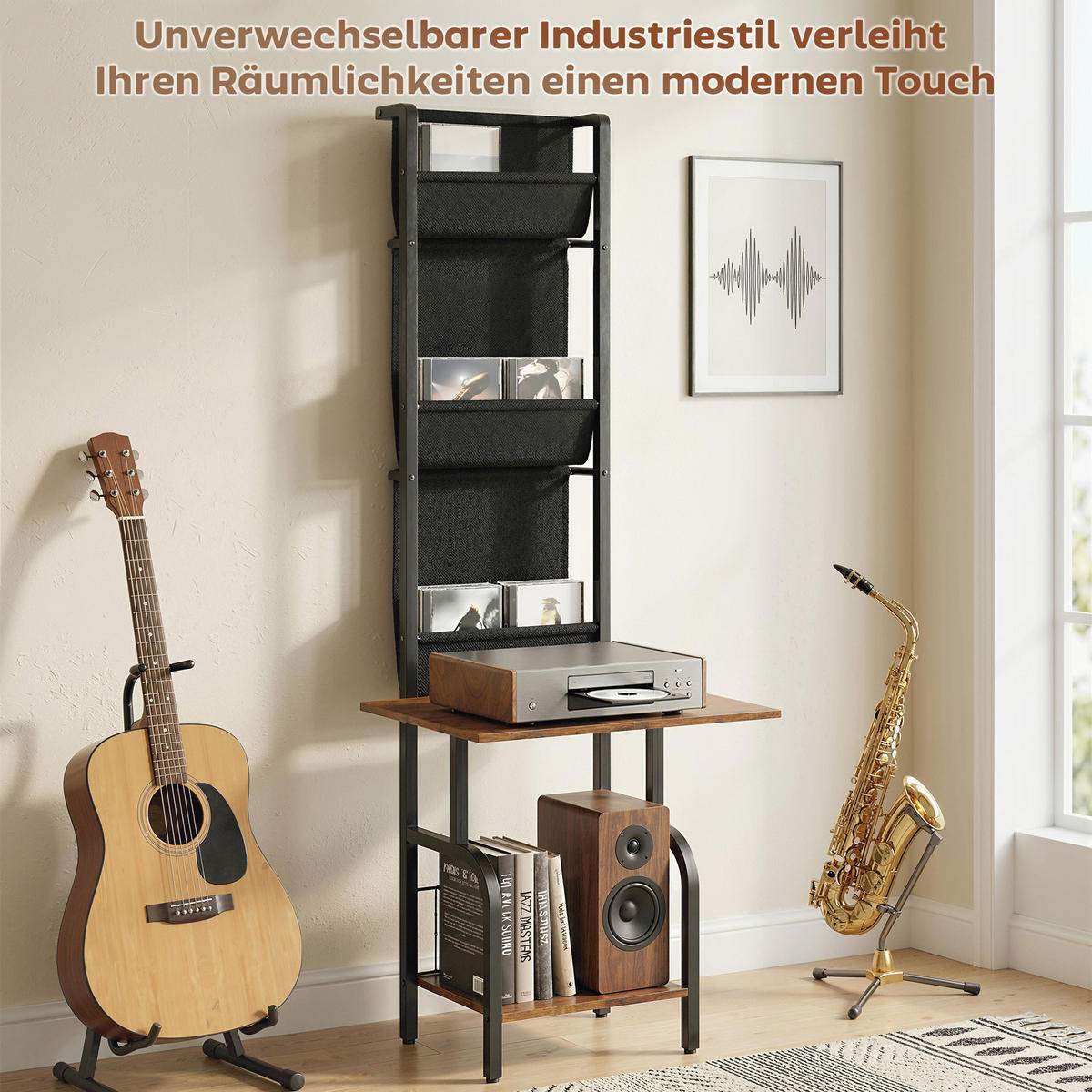 CD-REGAL Stahl Spanplatte Rustikal-Braun - Braun, Holzwerkstoff (48.5/144/50cm) - HOMCOM