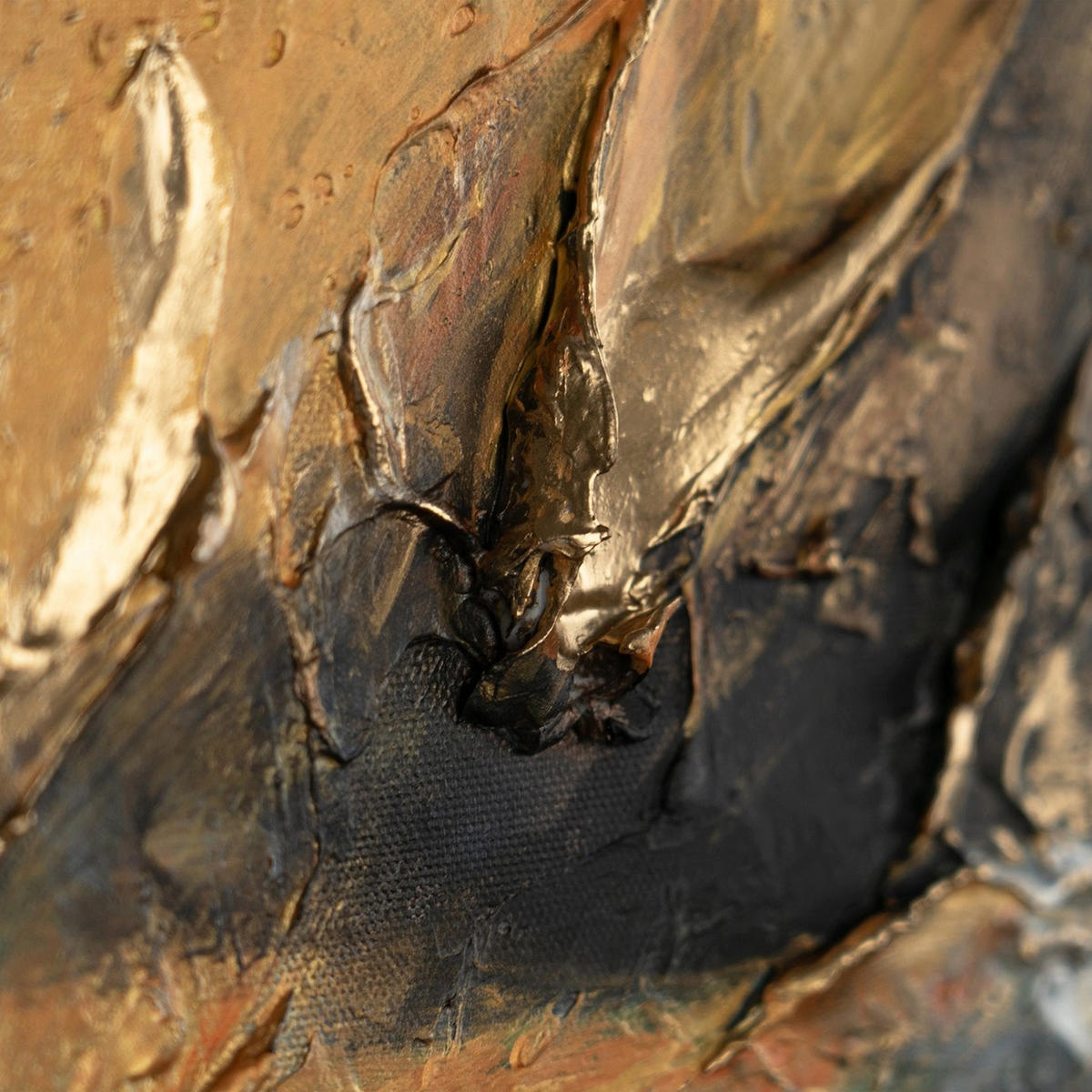 GEMÄLDE Abstrakte Symphonie II Schattenfugenrahmen Gold 120x80 cm - Goldfarben, Holz (120/80cm) - YS-art gallery