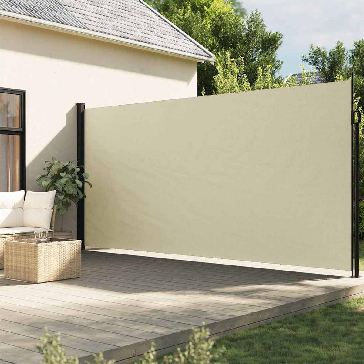 SEITENMARKISE Ausziehbar Creme 220/500 Cm - Creme, Textil (220/500cm) - vidaXL