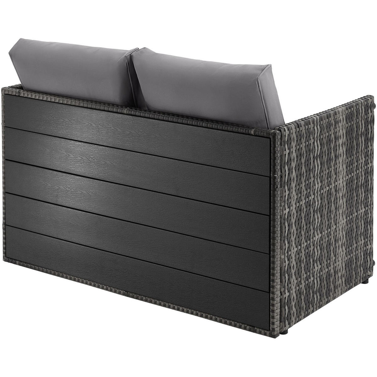 RATTANLOUNGE-SET Monopoli, 2-in-1 Sofa & Sitzgruppe, 110 x 60 x 61,5 cm, grau - Grau, Kunststoff - tectake