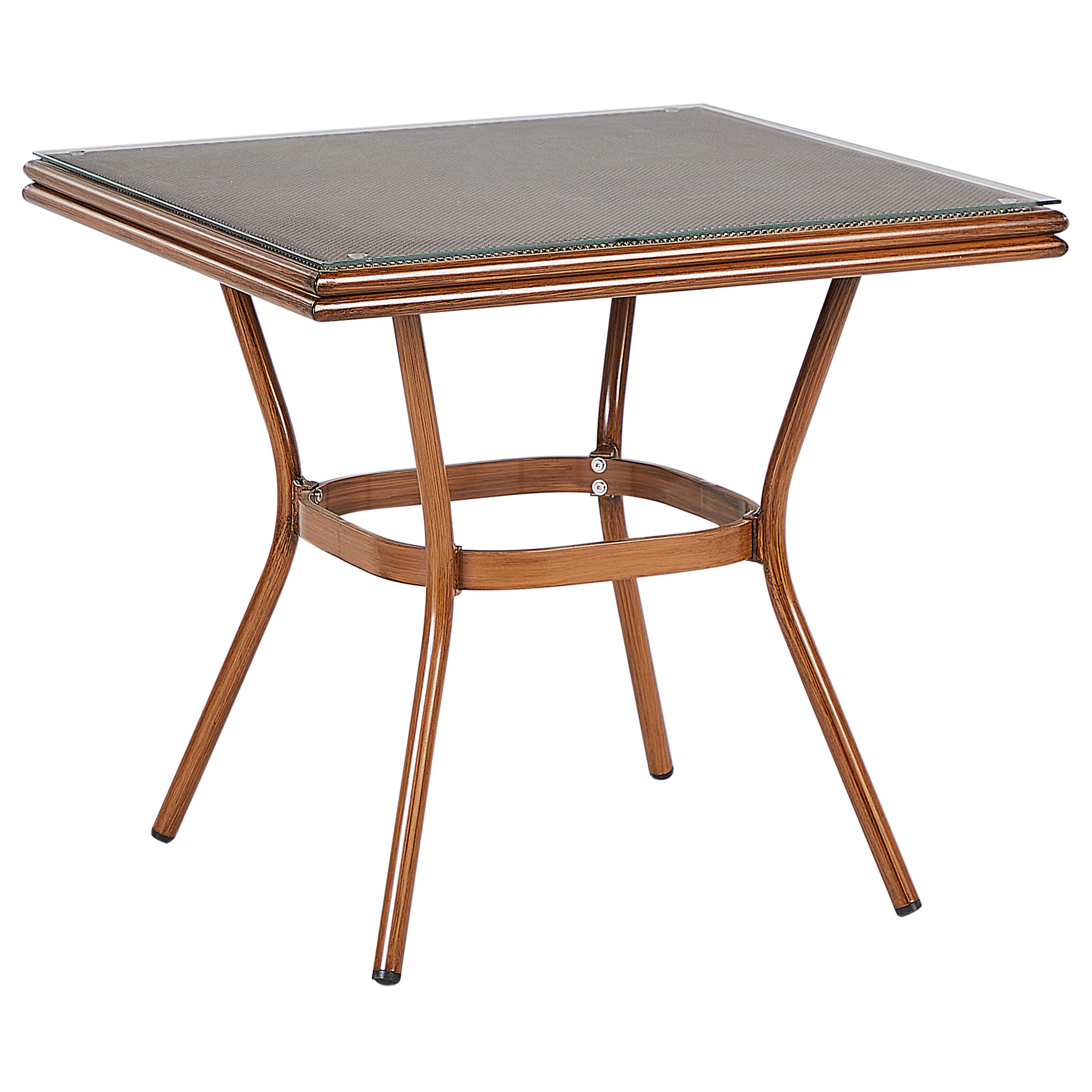 GARTENTISCH Dunkler Holzfarbton Caspri II - Dunkelbraun/Grau, Metall (80/80/71cm) - Beliani