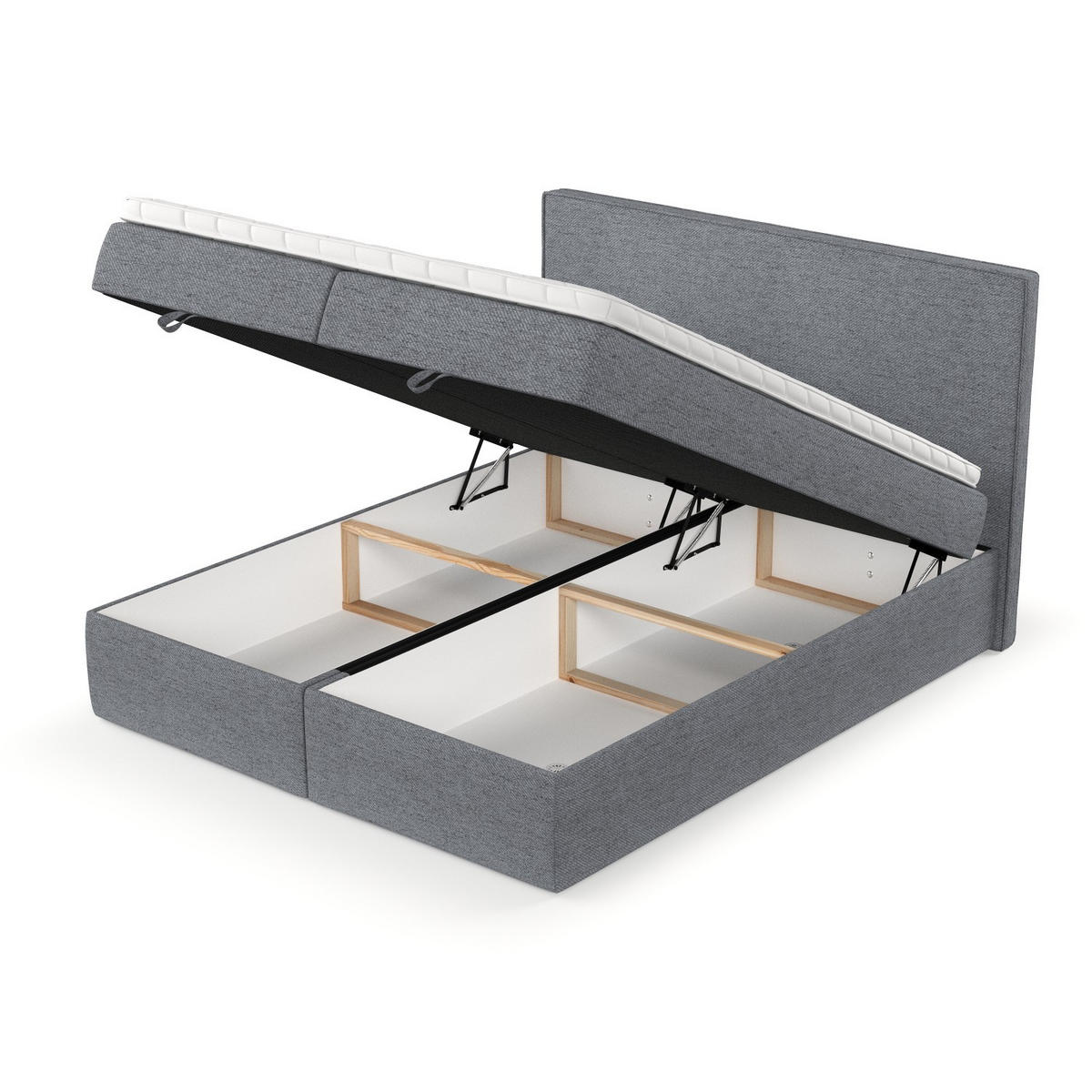 BOXBETT Velma 160/200 cm Grau im Neve Stoff - Schwarz/Grau, Holz/Holzwerkstoff (160/200cm) - AltaBeds