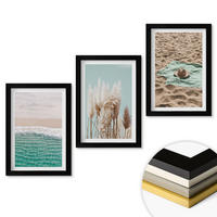 WANDBILDER 3er-Set - 20x30 cm Schwarzer Rahmen - Strandwellen Grashut - Schwarz, Kunststoff (20/30cm) - ArtPrintCave