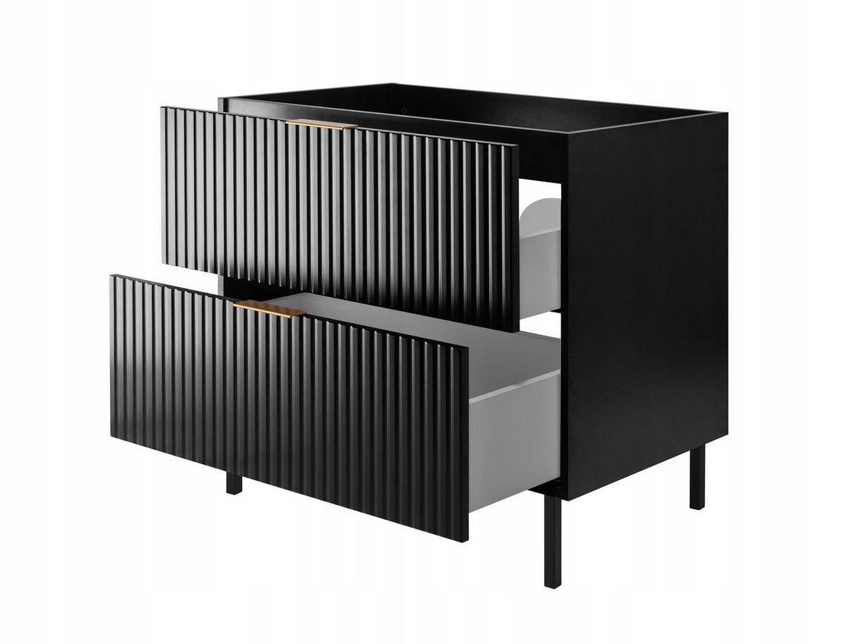 WASCHBECKUNTERSCHRANK FLOW Schwarz matt 80/57/46 cm - Schwarz, Holzwerkstoff (80/57/46cm) - Rodan