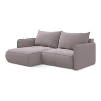 ECKSOFA mit Schlaffunktion Samt Stoff Violett - Lila/Flieder, Kunststoff/Textil (148/207cm) - Makamii
