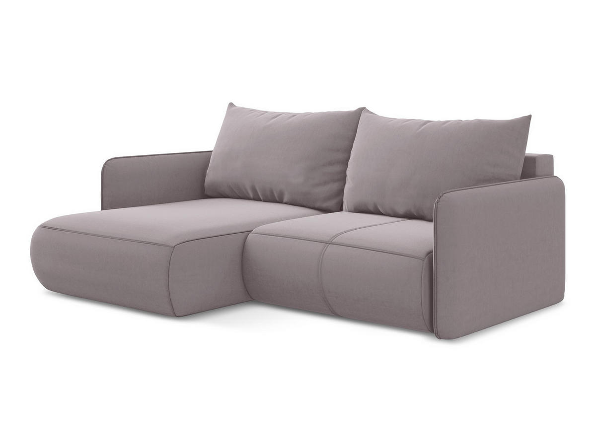 ECKSOFA mit Schlaffunktion Samt Stoff Violett - Lila/Flieder, Kunststoff/Textil (148/207cm) - Makamii