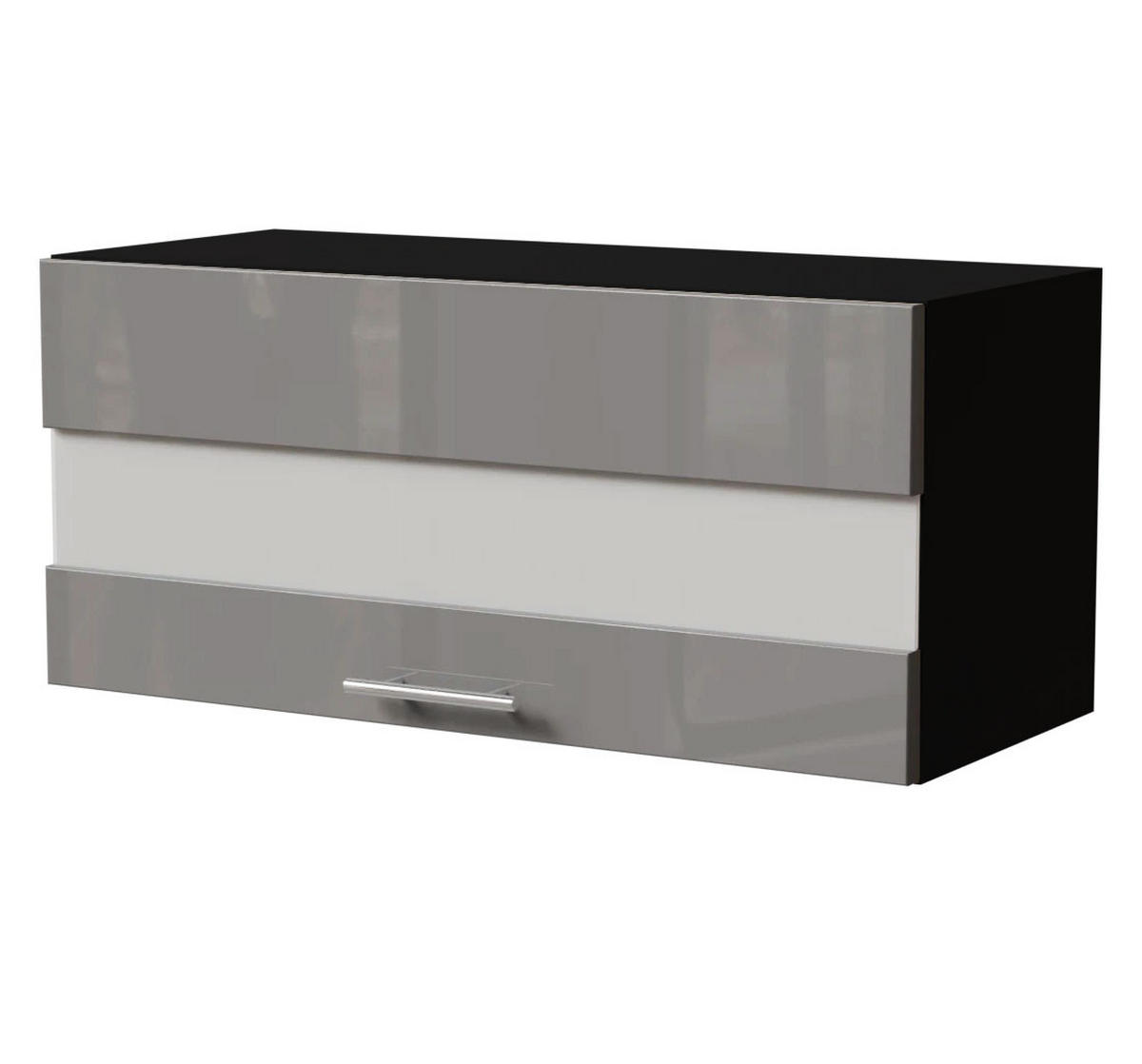 KLAPPHÄNGESCHRANK Essen W4BS/80/LAM Grau Hochglanz / Schwarz Matt 80 / 32,5 / 36cm - Schwarz/Grau, Holz/Holzwerkstoff (80/36/32.5cm) - Feldmann-Wohnen