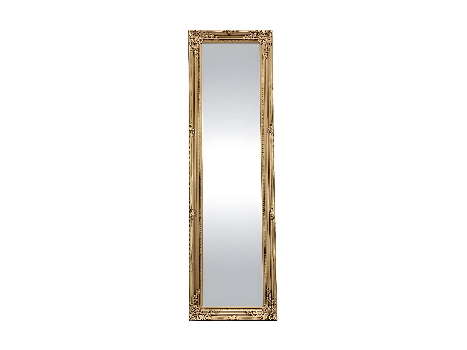 STANDSPIEGEL mit Füßen - 50cm x 1cm - Eukalyptus - goldfarben - HONORE - Goldfarben, Holz (50/170/1cm) - Vente-Unique