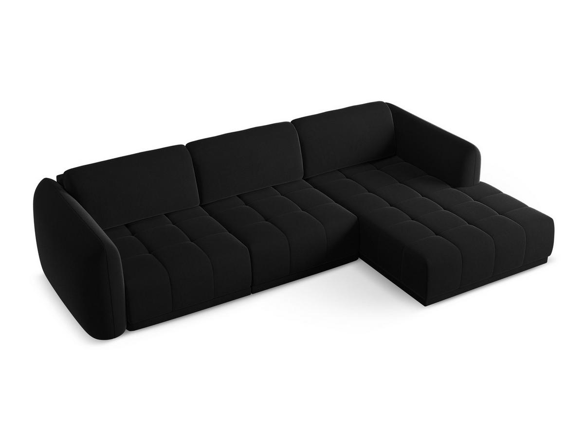 ECKSOFA Rechts Samt Stoff Schwarz - Schwarz, Kunststoff/Textil (290/170cm) - Makamii