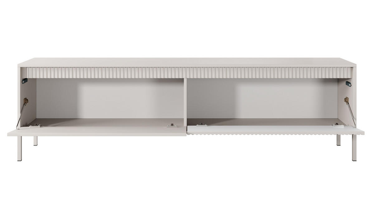 LOWBOARD Trentinis 2T Beige 187,1/53,4/39,5 cm – Geriffelten Fronten - Beige, Holzwerkstoff/Metall (187.1/53.4/39.5cm) - AX Living